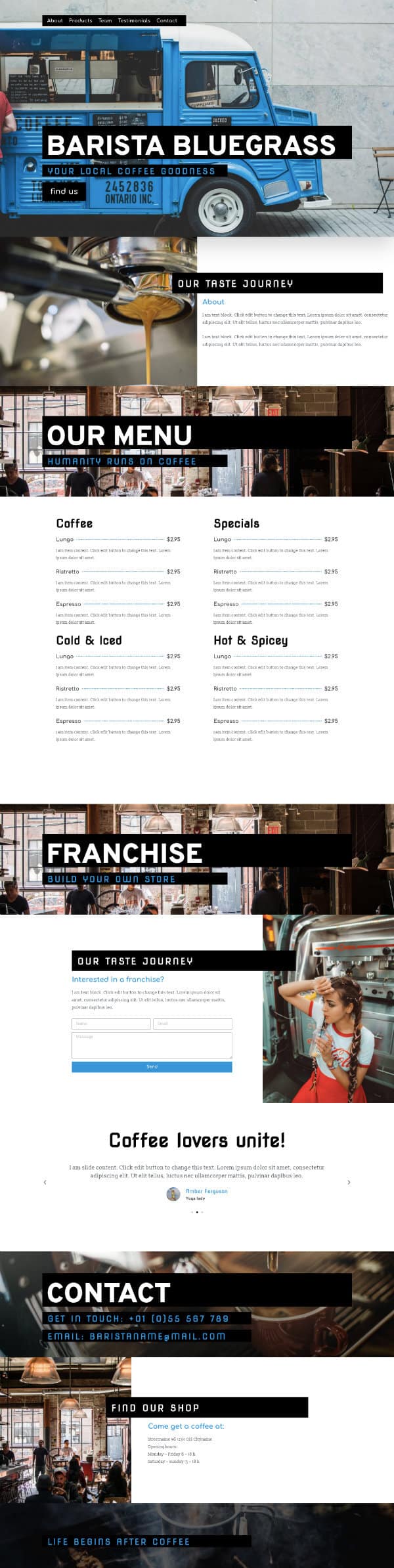 Task IT - Example Website for a Café